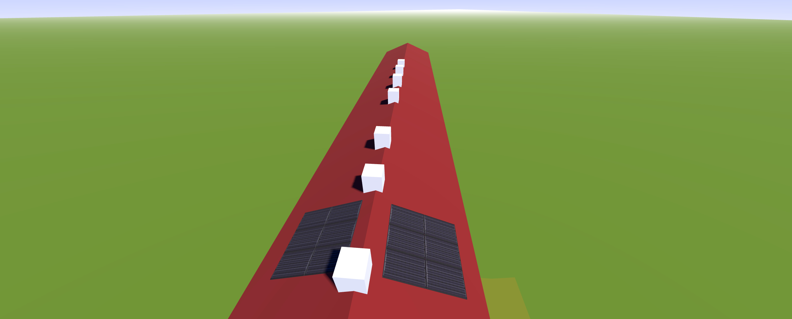 3D aerial view model of solar panels installed on roof