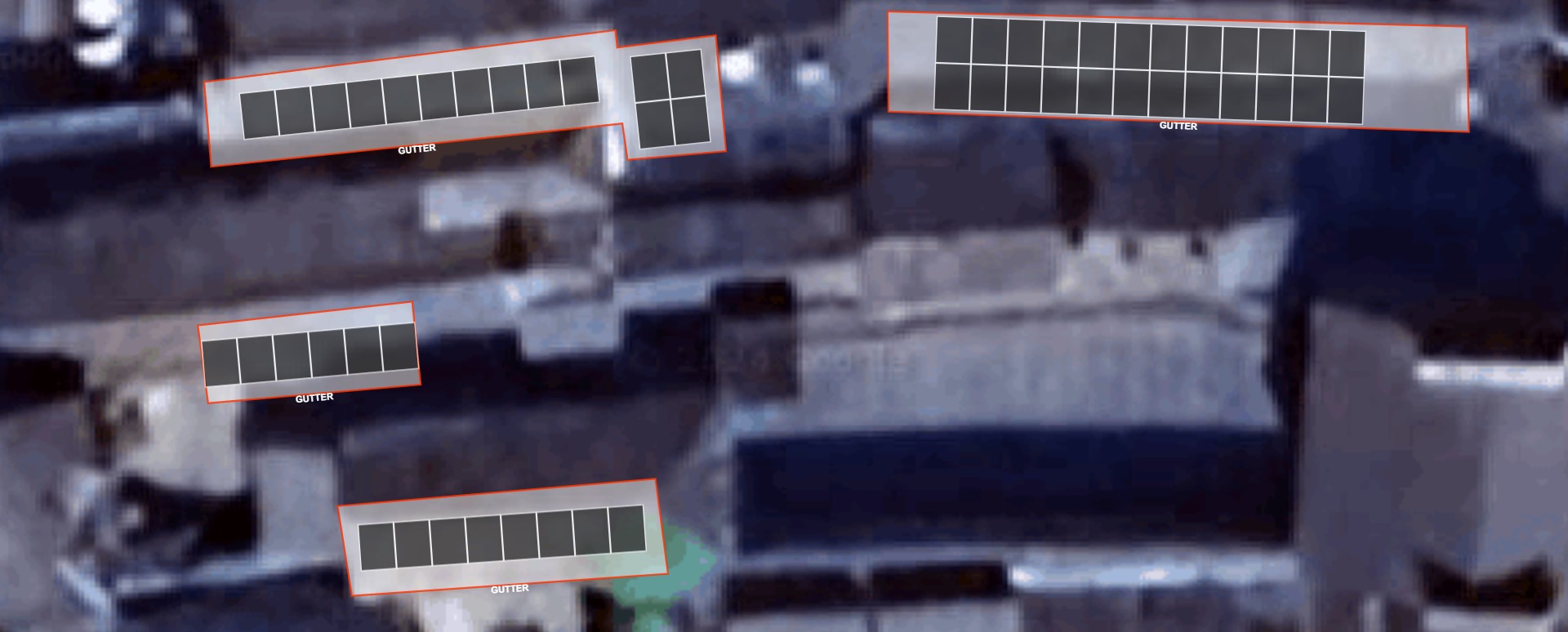Aerial view of Kendal listed building showing five separate roof sections for solar panel installation
