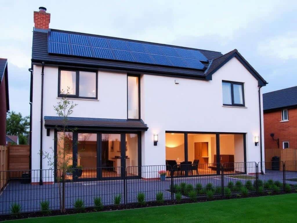 New Build Solar Integration - Modern Home Achieves Net Zero Energy - 8.4kW solar panel installation in Leyland, Lancashire showing residential solar PV system by MCS certified installers