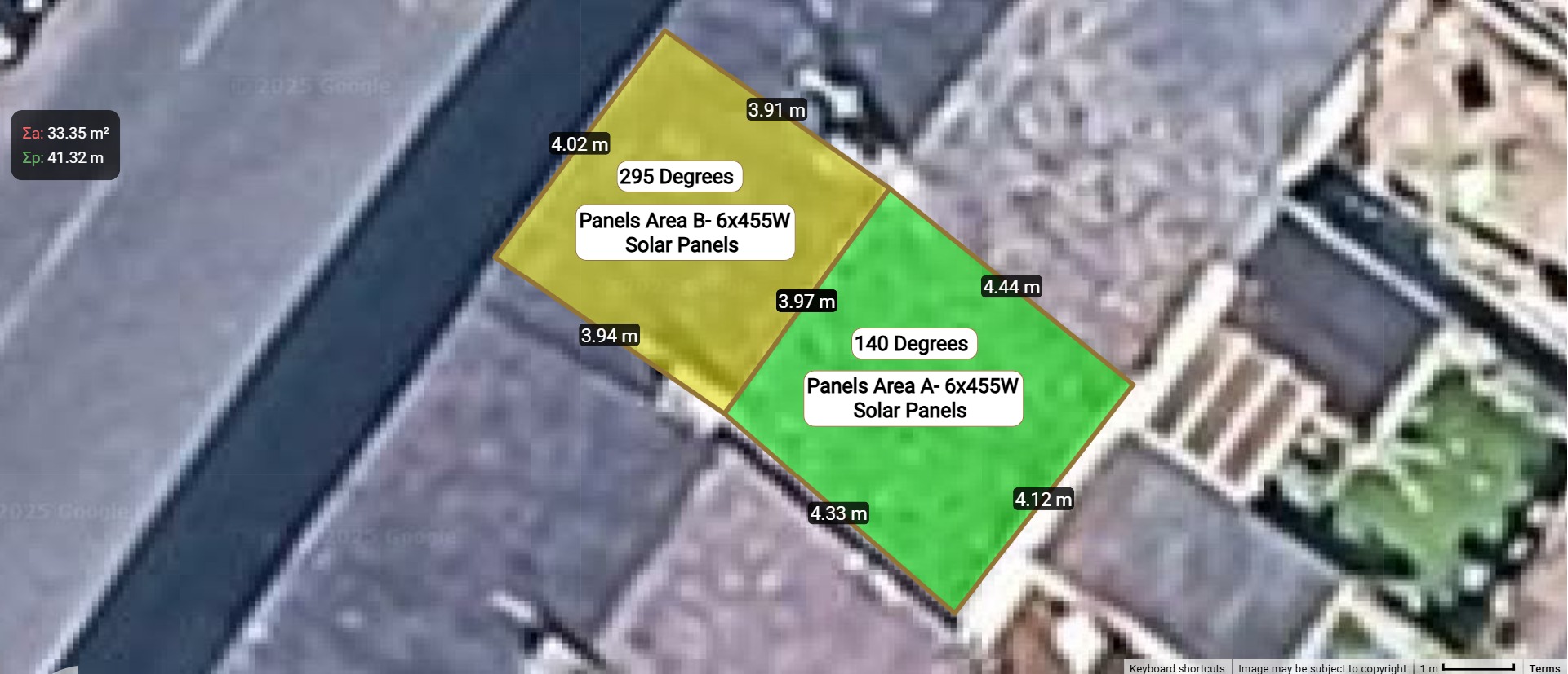 Detailed roof measurement analysis showing optimal solar panel placement