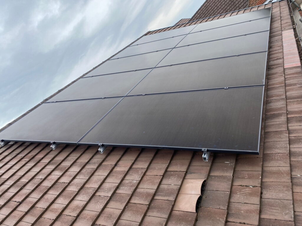 on-roof racking solar panel installation